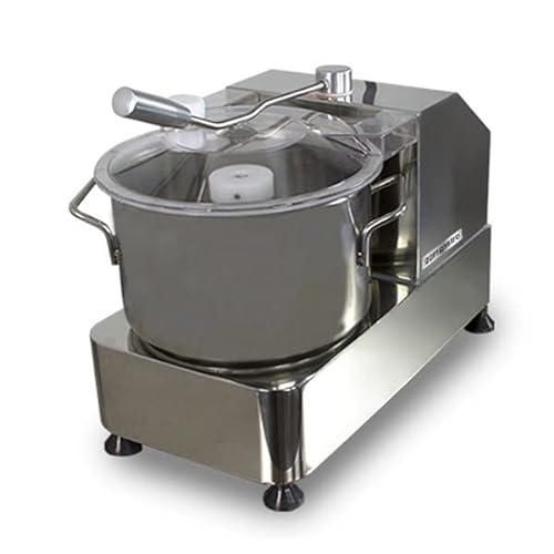 GGM Gastro Powerful Vegetarian Cutter - Elektrische Küchenmaschine für präzises Schneiden - 6 Liter - 1.8 kW - 230V - 986-2470rpm - Gezackte Klinge - Edelstahl - CUH6N von GGM Gastro