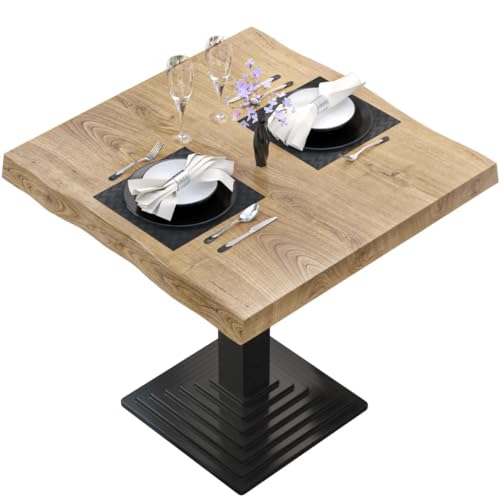 GGMMÖBEL Peru | Esstischplatte | Tischplatte Baumkante | Bistro Furniertischplatte | 70 x 70 cm | Eiche von GGMMÖBEL
