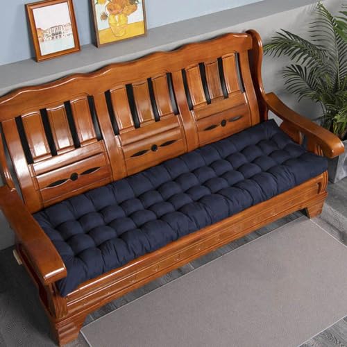 Kissen für Gartenbank, 2-/3-Sitzer, Baumwolle, dickes Sofakissen, langes Sitzkissen für Zuhause/Terrasse/Schwingen (160 x 50 cm, Marineblau) von GGoty