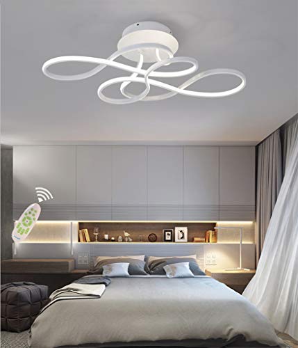 GHY LED Dimmbar Deckenleuchte Modern Wohnzimmerlampe Creative Aluminium Acryl Design Lampe Decke Fixture Beleuchtung Innen Dekorative Deckenbeleuchtung Für Schlafzimmer Küche Büro,Weiß,53x34cm/75W von GHY