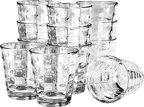 GIESSLE® 12 Stück Trinkgläser [ in Diamant Optik, 300ml, stapelbar ] Wasserglas Saftglas Set von GIESSLE
