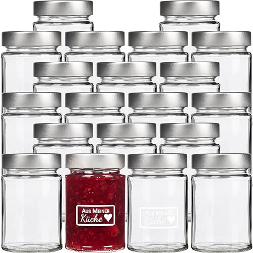 GIESSLE® 20 x Einmachglas, Marmeladenglas 200ml Gläser Set mit Deckel von GIESSLE