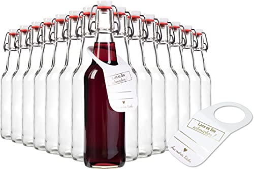 GIESSLE 15x 500ml leere Flaschen mit Porzellan-/Edelstahl Bügelverschluss, Likörflasche Glasflaschen Bügelflasche von GIESSLE