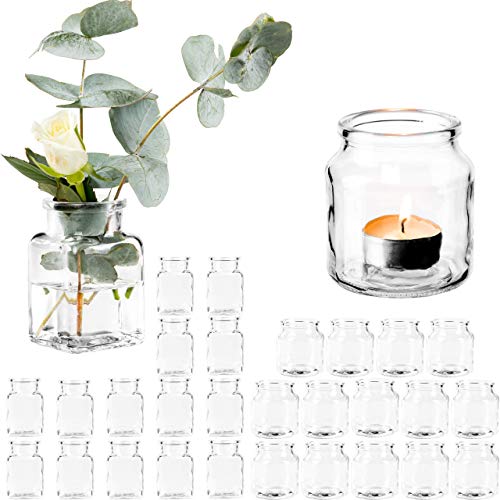 Giessle® 30 teiliges Set mit [ 15x Windlichter UND 15x Vasen ] Teelichtglas, Gläser für Teelicht, kleine Glasvase von GIESSLE