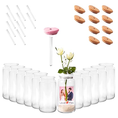 Giessle® 12 Stück originelle Vasen, Tischvasen Blumenvase Glasvasen Hochzeitsdeko Set von GIESSLE