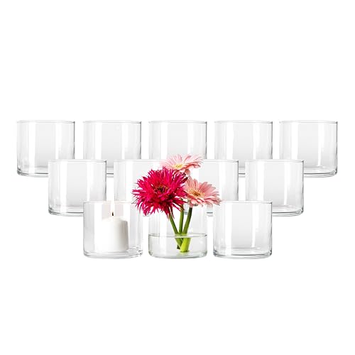 Giessle® 12er Zylinderglas Set Vase/Kerzenglas, Blumenvase für Tischdeko Kerzenhalter Zylindervase klein von GIESSLE