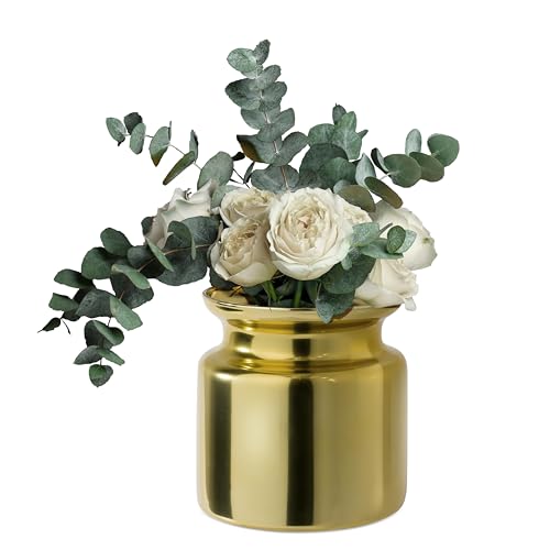 Giessle® Moderne Vase aus Glas für [mittelgroße] Sträuße, Farbwahl Gold, Tischvase Blumenvase von GIESSLE