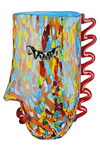 GILDE GLAS art Design Vase Froozen - Gesicht Face - durchgefärbtes Glas - mundgeblasen - Höhe 30 cm von GILDE GLAS art