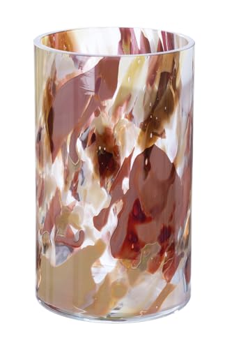 GILDE GLAS art Deko Vase Blumenvase - Glasvase aus Farbglas - Deko Wohnzimmer Geschenk für Frauen Höhe 24 cm Braun Rot von GILDE GLAS art
