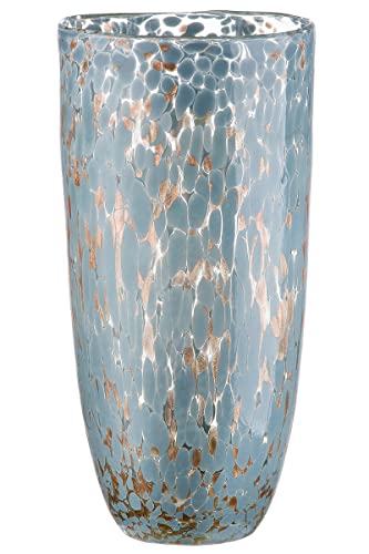 GILDE GLAS art Design Deko Vase aus Glas - Dekoration Wohnzimmer - Geschenk für Frauen Geburtstag Valentinstag Geburtstag - aus durchgefärbtem Glas -Farbe: hell Blau - Höhe 36 cm von GILDE GLAS art