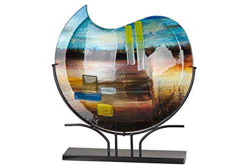 GILDE GLAS art Vase auf Ständer - Deko Wohnzimmer - handbemalt 47,5 cm von GILDE GLAS art