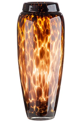 GILDE GLAS art braune Design Vase aus Glas - Deko Wohnzimmer - Geschenk für Frauen Geburtstag Muttertag Valentinstag - aus durchgefärbtem Glas - Höhe 35 cm von GILDE GLAS art