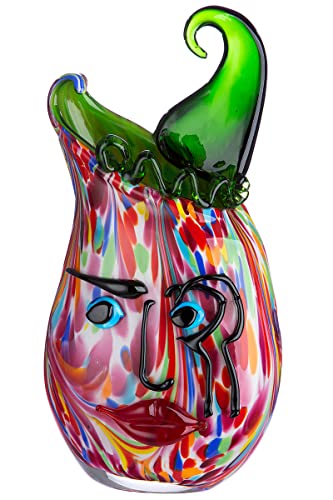 Glas Art Vase Dekovase Gesichtsvase - Deko Wohnzimmer - Geschenk für Frauen Geburtstag - Farbe: Mehrfarbig - Höhe 35 cm von GILDE GLAS art