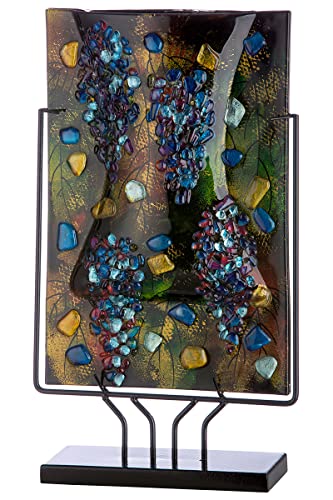 Glas Art Vase Dekovase auf Metallfuß - Deko Wohnzimmer - Geschenk für Frauen Geburtstag - handbemalt Mehrfarbig - Höhe 47 cm von GILDE GLAS art