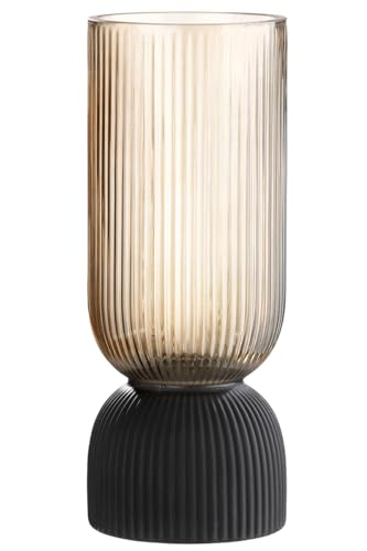 GILDE Deko Vase Glasvase - Blumenvase Windlicht aus Glas - Deko Herbst Winter - Farbe: Braun Schwarz Höhe 26,5 cm von GILDE