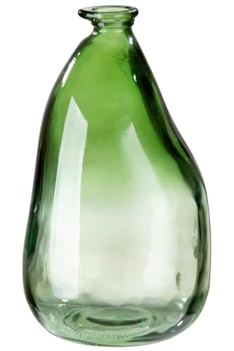 GILDE Deko große Vase XL Glasvase aus recyceltem Glas - europäische Herstellung - Dekoration Herbst Wohnzimmer - Blumenvase grün mit Farbverlauf - Höhe 36 cm von GILDE