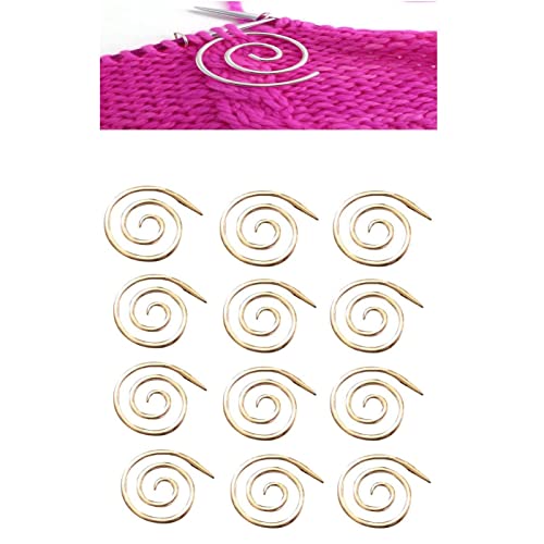 GIMOCOOL Spiral Zopfstricknadel, 12 Stück Praktische Stricknadel aus Edelstahl, Zopfnadel, Schalnadel, kreisförmige Spiralnadel zum Garnnähen, Stricken, Geschenk für Stricker, Gold/Silber von GIMOCOOL