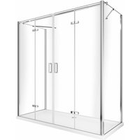 Duschbox in U-Form mit freiem Eingang und vollständiger zentraler Faltbuchöffnung sowie zwei seitlichen Wänden 65-67,5 feste Seitenwände + DuschTür von GIORGY