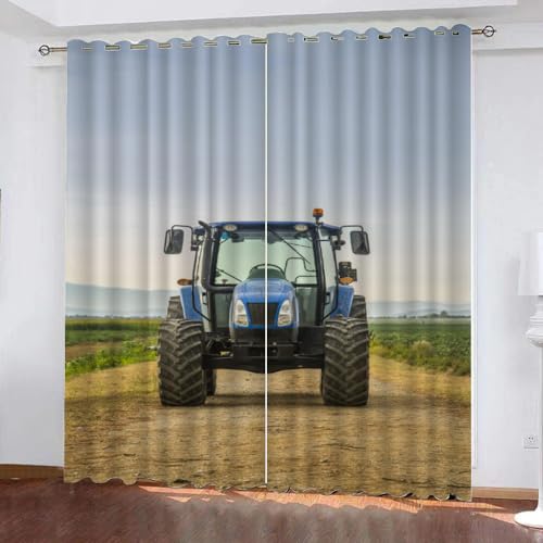GIOVIA 3D Traktor Gardinen Abdunkelnde Traktor Kindervorhänge Vorhang mit ösen 2er Set Vorhänge Blickdicht Verdunkelungs für Kinderzimmer Schlafzimmer Wohnzimmer B 140 X H 160 cm von GIOVIA