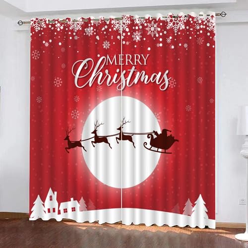 GIOVIA 3D Weihnachten Gardinen Abdunkelnde Weihnachten Thema Kindervorhänge Vorhang mit ösen 2er Set Vorhänge Blickdicht Verdunkelungs für Kinderzimmer Schlafzimmer Wohnzimmer B 140 X H 160 cm von GIOVIA