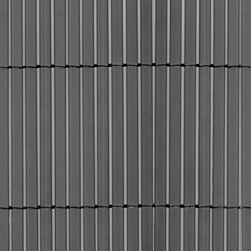 Sichtschutzzaun, synthetisch, dünnes Schilfrohr, 1,0 x 5 m, Grau von TENAX