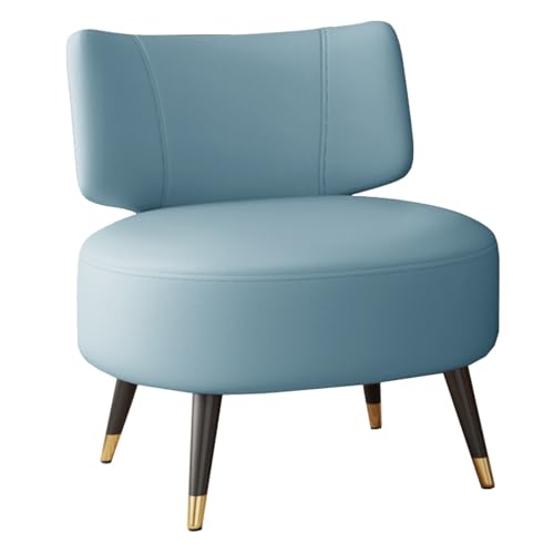 GIZNXBA Leder Akzent Stuhl Modern Gepolstert Armless Stuhl Für Schlafzimmer Lesesessel Mit Metallbeinen, Gemütliche Faul Stuhl Für Wohnzimmer, Büro, Café (Color : /Blue A) von GIZNXBA