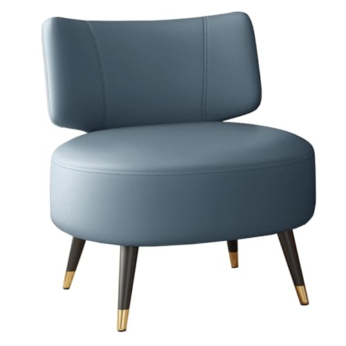 GIZNXBA Leder Akzent Stuhl Modern Gepolstert Armless Stuhl Für Schlafzimmer Lesesessel Mit Metallbeinen, Gemütliche Faul Stuhl Für Wohnzimmer, Büro, Café (Color : /Blue B) von GIZNXBA