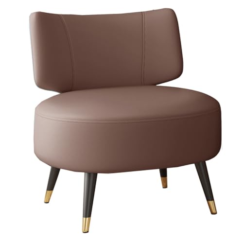 GIZNXBA Leder Akzent Stuhl Modern Gepolstert Armless Stuhl Für Schlafzimmer Lesesessel Mit Metallbeinen, Gemütliche Faul Stuhl Für Wohnzimmer, Büro, Café (Color : /Brown) von GIZNXBA
