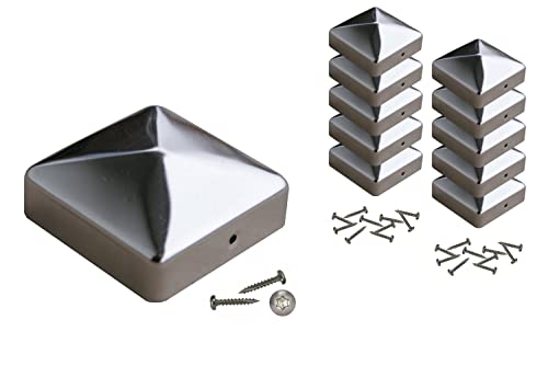 GK Pfostenkappe aus Edelstahl, inkl. Schrauben mit Cutspitze (10, 9 x 9 cm) von GK