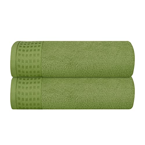 GLAMBURG Baumwolle 2er-Pack Oversized Badetuch-Set 70 x 140 cm, große Badetücher, Ultra saugfähig, kompakt, Umweltfreundlich und 100% recycelbar, schnell trocknend und leicht — Kiwi Grün von GLAMBURG