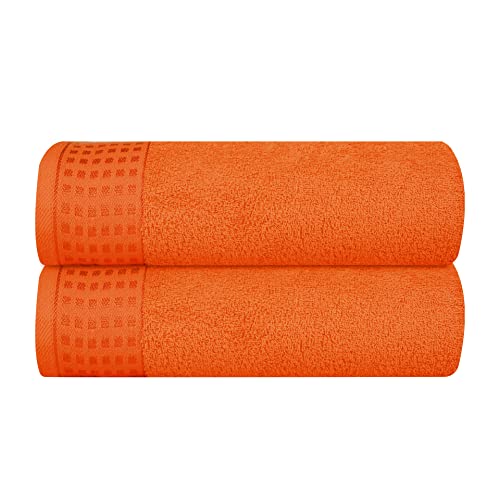 GLAMBURG Baumwolle 2er-Pack Oversized Badetuch-Set 70 x 140 cm, große Badetücher, Ultra saugfähig, kompakt, Umweltfreundlich und 100% recycelbar, schnell trocknend und leicht — Orange von GLAMBURG