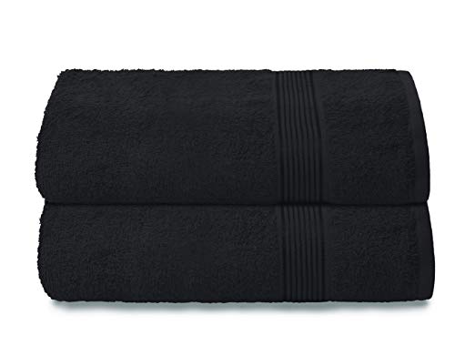 GLAMBURG Baumwolle 2er-Pack Oversized Badetuch-Set 70 x 140 cm, große Badetücher, Ultra saugfähig, kompakt, schnell trocknend und leicht, Schwarz von GLAMBURG