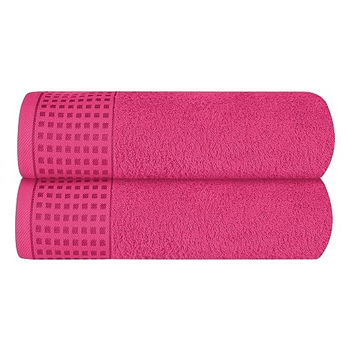GLAMBURG Baumwolle 2er-Pack übergroße Badetücher 100 x 150 cm, große Badetücher, Ultra saugfähig, kompakt,Umweltfreundlich und 100 % recycelbar, schnell trocknendes und leichtes Handtuch - Heiße Pink von GLAMBURG