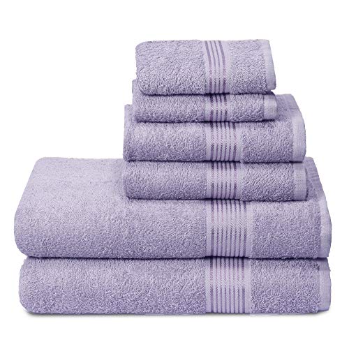 GLAMBURG Ultra Soft 6er-Pack Baumwoll-Handtuch-Set, enthält 2 übergroße Badetücher 70 x 140 cm, 2 Handtücher 40 x 60 cm und 2 Waschbetten 30 x 30 cm, Dunkelviolett von GLAMBURG