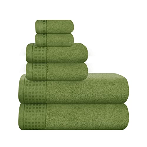 GLAMBURG Ultra Soft 6er-Pack Baumwoll-Handtuch-Set, enthält 2 übergroße Badetücher 70 x 140 cm, 2 Handtücher 40 x 60 cm und 2 Waschbetten 30 x 30 cm, Umweltfreundlich und 100% recycelbar, Kiwi grün von GLAMBURG