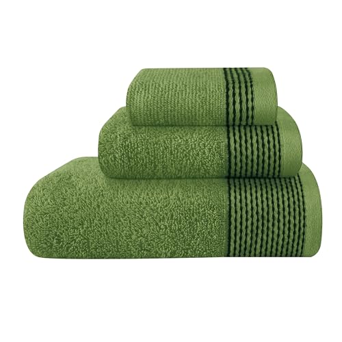 GLAMBURG Ultraweiches 3er-Pack Baumwollhandtuchset bestehend aus einem übergroßen Badetuch 70 x 140 cm, einem Handtuch 40 x 60 cm und einem Waschlappen 30 x 30 cm, Kiwi grün von GLAMBURG