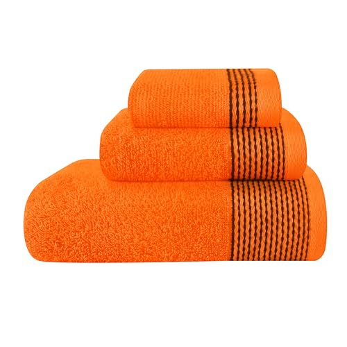 GLAMBURG Ultraweiches 3er-Pack Baumwollhandtuchset bestehend aus einem übergroßen Badetuch 70 x 140 cm, einem Handtuch 40 x 60 cm und einem Waschlappen 30 x 30 cm, Orange von GLAMBURG