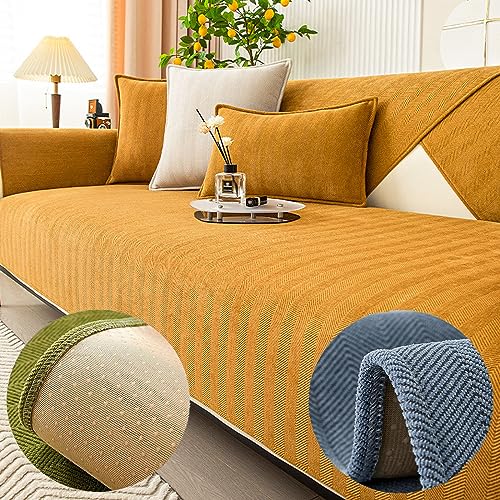 Universal-Couchbezug mit Fischgrätenmuster, lustiger Fischgrätenmuster, Chenille-Stoff, Möbelschutz, Sofabezug, Baumwolle, Garten, schick, Couchbezüge, Schutz, rutschfeste Sofa-Schonbezüge für Ecken, von GLDWEY