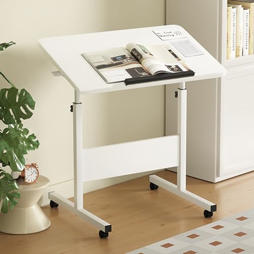 Kleiner Stehschreibtisch, höhenverstellbarer Rollschreibtisch, tragbarer verstellbarer Schreibtisch, Rollschreibtisch, 270° umkehrbarer Schreibtisch, mit 4 Rädern, Laptopwagen zum Stehen oder Sitzen von GLETSF