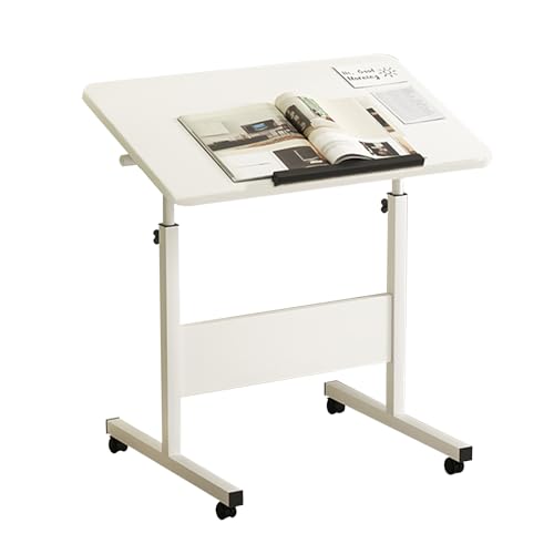 Rollbarer Stehschreibtisch, höhenverstellbarer Rollschreibtisch, Schreibtisch mit Rollen, um 270° klappbarer Schreibtisch, ideal für kleine Räume und Heimbüros, einfach zu montieren (Farbe: Schwarz, von GLETSF