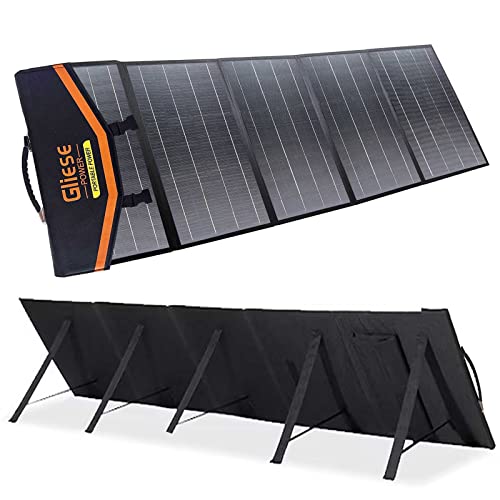 GLIESE Solar Panel 200W, Solarpanels Faltbar Solarmodul Kit für Powerstation, Photovoltaik Modul mit Solaranlager Solaranlage für Outdoor Garten Balkon Wohnwagen Camping von GLIESE