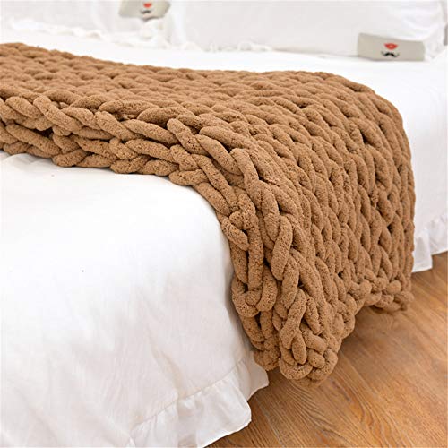 GLITZFAS Gestrickte Decke Grob Kuscheldecke Grobstrick Wolldecke Strickdecke Tagesdecke Überwurf Decke Zuhause Dekor Geschenk fürs Sofa Tagesdecke (Kamel,120 * 150cm) von GLITZFAS