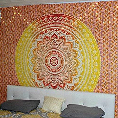 GLITZFAS Mandala Wandteppich Tapisserie Indische Tuch Böhmische Wandtuch Wandkunst Schlafzimmer (Q,150 x 130 cm) von GLITZFAS