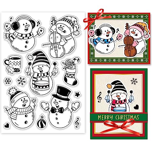 GLOBLELAND Transparente Stempel Mit Weihnachts-Schneemann-Motiv Für DIY Scrapbooking, Musik-Schneemann, Transparente Silikon-Stempelsiegel, Transparente Stempel Für Karten, Fotoalbum, Tagebuch von GLOBLELAND