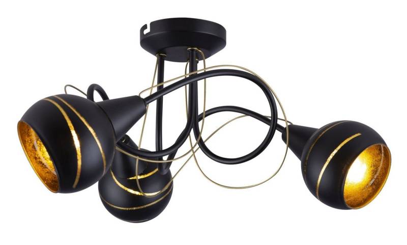 Globo Deckenleuchte Deckenleuchte Wohnzimmer Deckenstrahler 3 Flammig Deckenlampe 54005-3D, modern, schwarz, gold, ohne Leuchtmittel, Lichtfarbe ist abhängig vom Leuchtmittel, Schlafzimmer, Esszimmer, Küche, Flur, Strahler, Deckenspots, Spots von Globo