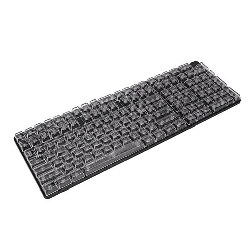 GLOGLOW Mechanische Tastatur-Tastenkappen, 132 Tasten CBSA-Höhe, Transparente Tastaturen, Einfache Einrichtung für 108-Tasten-Tastatur (Weiße Schwarze Buchstaben) von GLOGLOW