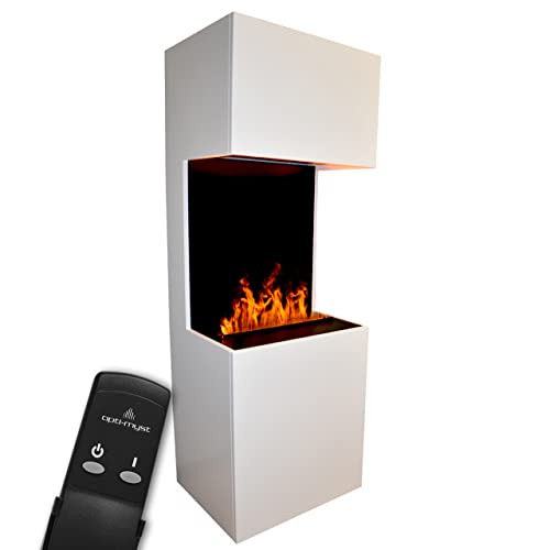 GLOW FIRE Wasserdampf Kamin Beethoven (Standkamin) - Elektrokamin mit realistischen LED 3D-Flammen, Knistereffekt & Fernbedienung, 60x170x50 cm - Opti-Myst 500 Elektro Kamin, Weiß von GLOW FIRE