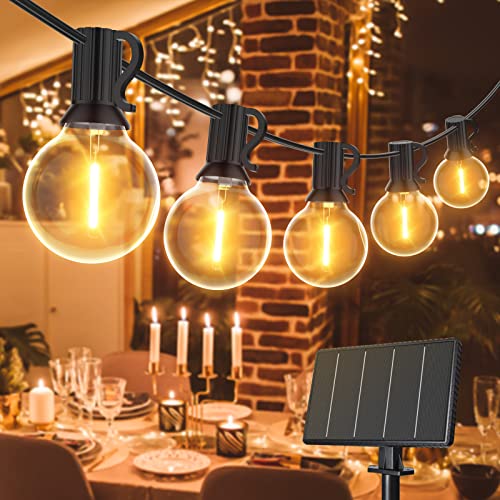 GLUROO LED Lichterkette Außen Solar, 24M Lichterkette Glühbirne mit 4 Beleuchtungsmodi, 40+2 Birnen, Lichterkette Außen Strom Wasserdichte für Zuhause, Terrasse,Party von GLUROO