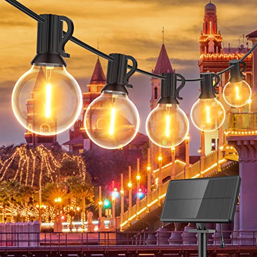 GLUROO LED Lichterkette Außen Solar, 9M Lichterkette Glühbirne mit 4 Beleuchtungsmodi, 15+1 Birnen, Lichterkette Außen Strom Wasserdichte für Zuhause, Terrasse,Party von GLUROO