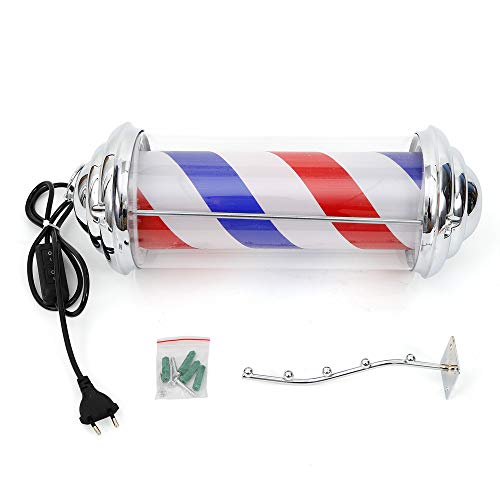 Barbier Pole Light Rot Weiß Blau Streifen Rotierende Metall Haar Salon Shop Zeichen Wasserdichte Lampe Zylindrische an der Wand befestigte 13.7 Zoll von GMSLuu